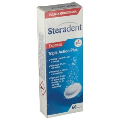 STERADENT TRIPLE ACTION PLUS 60 COMPRESSE PULENTI - Farmacia-flash.it