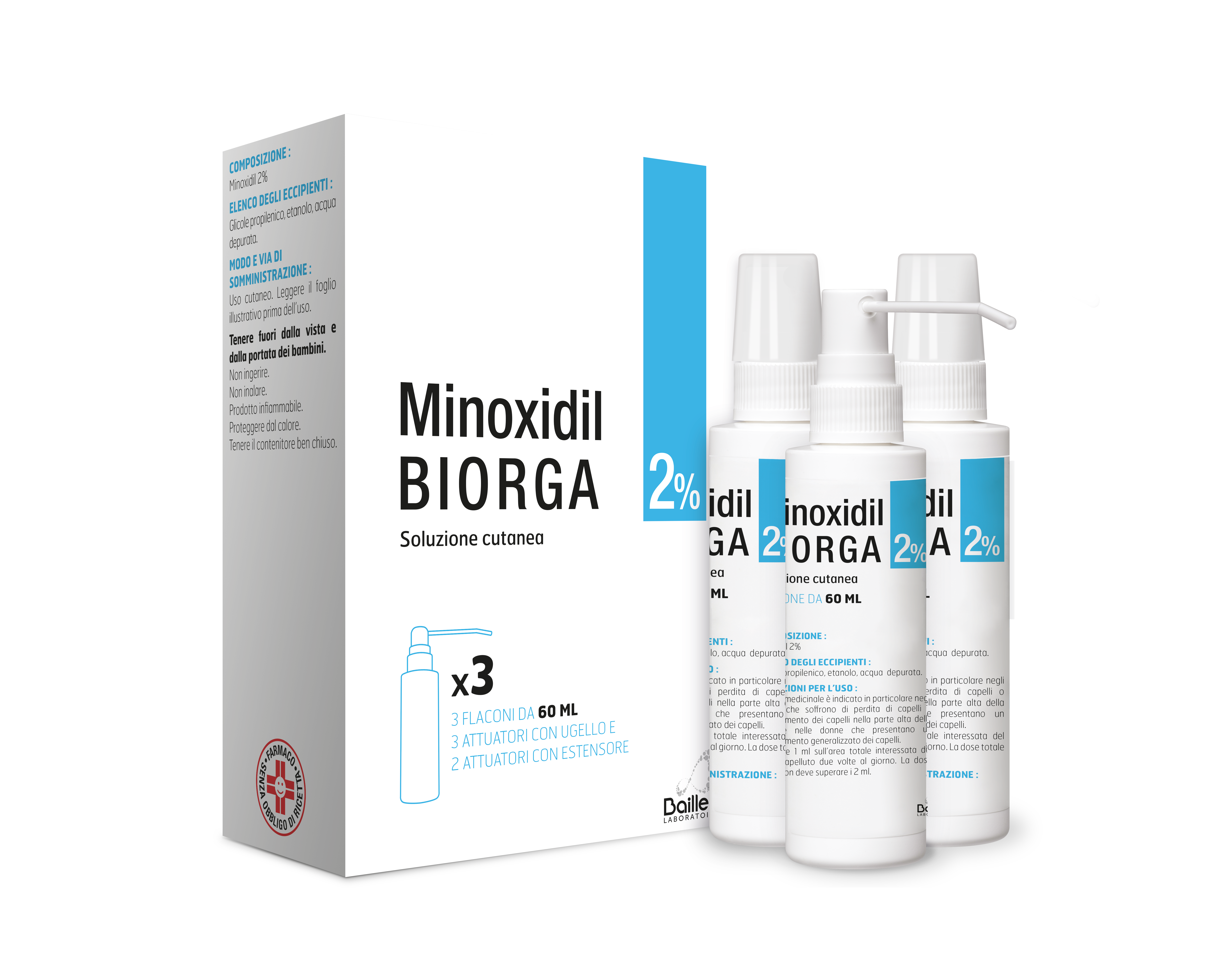 MINOXIDIL BIORGA*SOL CUT 3FL2% - Farmacia-flash.it