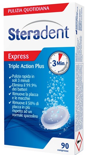 STERADENT TRIPLE ACTION PLUS 90 COMPRESSE PULENTI - Farmacia-flash.it
