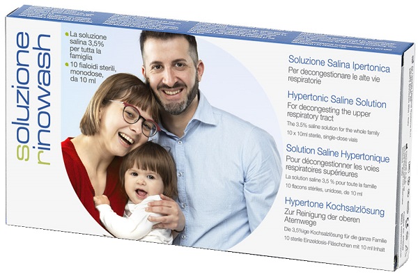 RINOWASH SOLUZIONE SALINA IPERTONICA PER PULIZIA NASO 10 FIALE RICHIUDIBILI X 10 ML - Farmacia-flash.it