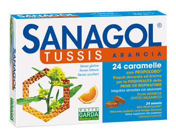 SANAGOL TUSSIS ARANCIA 24 CARAMELLE - Farmacia-flash.it