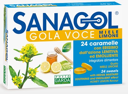 SANAGOL GOLA VOCE MIELE LIMONE 24 CARAMELLE - Farmacia-flash.it