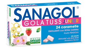 SANAGOL GOLA TUSS JUNIOR FRAGOLA 24 CARAMELLE - Farmacia-flash.it