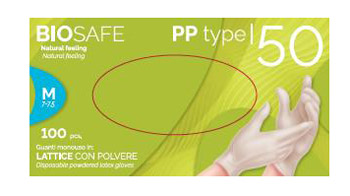 GUANTO IN LATTICE CON POLVERE AMBIDESTRO FORMA ANATOMICA SUPERFICIE LISCIA POLSINO ELASTICO RINFORZATO ANTIARROTOLAMENTO BIOSAFE PLUS BIANCO MISURA LARGE 100 PEZZI - Farmacia-flash.it