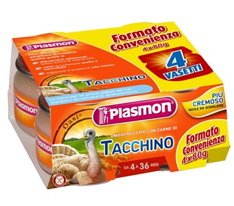 PLASMON OMOGENEIZZATO TACCHINO 4 X 80 G CON GIFT - Farmacia-flash.it