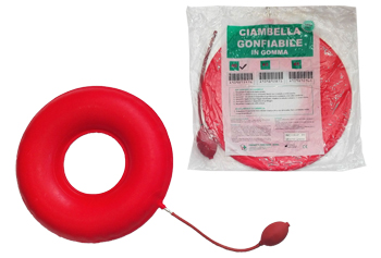 CIAMBELLA GONFIABILE PER INVALIDI IN GOMMA ROSSA TEAM DELUXE CON POMPA 40CM DIAMETRO - Farmacia-flash.it