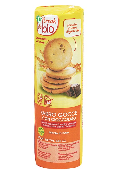 BREAK & BIO BISCOTTI FARRO GOCCE CON CIOCCOLATO FONDENTE 250 G SENZA UOVA - Farmacia-flash.it