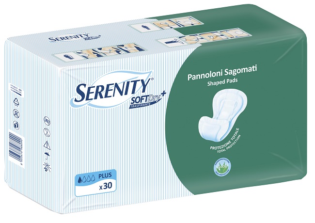 PANNOLONE PER INCONTINENZA SAGOMATO SERENITY SOFTDRY+ ALOE PLUS 30 PEZZI - Farmacia-flash.it