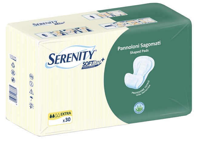 PANNOLONE PER INCONTINENZA SAGOMATO SERENITY SOFTDRY+ ALOE EXTRA 30 PEZZI - Farmacia-flash.it