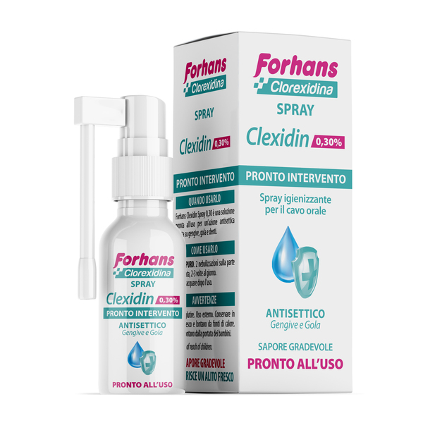 COLLUTORIO SPRAY CON CLOREXIDINA FORHANS CLEXIDIN 50ML - Farmacia-flash.it