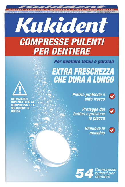KUKIDENT CLEANSER FRESCH 54 COMPRESSE PULIZIA PROTESI DENTARIE - Farmacia-flash.it