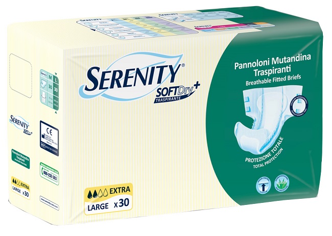 PANNOLONE MUTANDINA PER INCONTINENZA SERENITY SOFTDRY+ EXTRA TAGLIA LARGE 30 PEZZI - Farmacia-flash.it