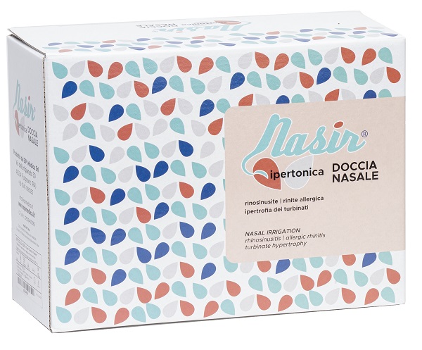 NASIR DOCCIA NASALE CON SOLUZIONE FISIOLOGICA IPERTONICA 8 SACCHE 250 ML + 1 BLISTER - Farmacia-flash.it