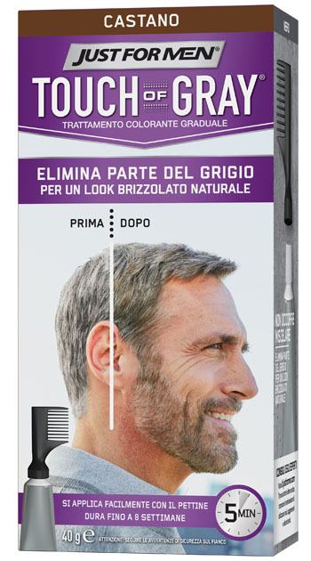 JUST FOR MEN TOUCH OF GRAY CASTANO 40 G - Farmacia-flash.it