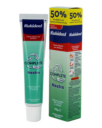 KUKIDENT NEUTRO COMPLETE CREMA ADESIVA PER PROTESI DENTARIE 70 G - Farmacia-flash.it