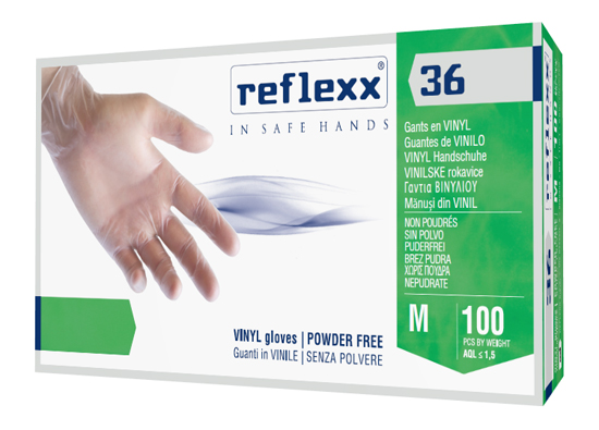 REFLEXX 36 GUANTO IN VINILE SOFT SENZA POLVERE M 100 PEZZI - Farmacia-flash.it