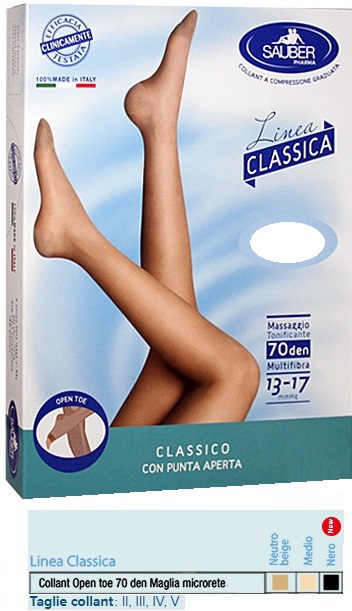 SAUBER COLLANT OPEN TOE MAGLIA MICRORETE 70 DEN COLORE MEDIO 4 LINEA CLASSICA - Farmacia-flash.it