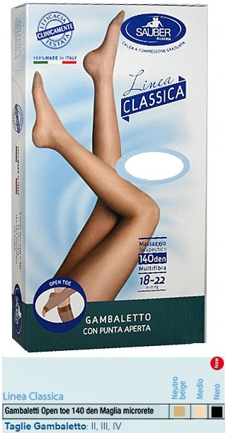 SAUBER GAMBALETTO OPEN TOE MAGLIA MICRORETE 140 DEN COLORE MEDIO TAGLIA 4 LINEA CLASSICA - Farmacia-flash.it
