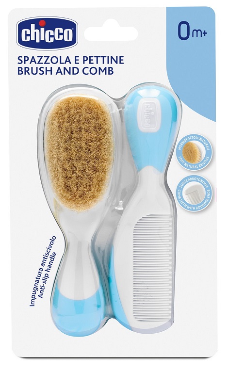 CHICCO SPAZZOLA + PETTINE AZZURRO - Farmacia-flash.it