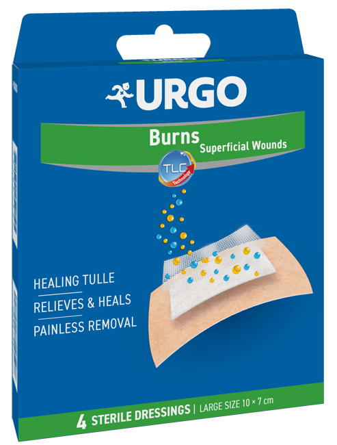 URGO CEROTTO PER USTIONI E FERITE 100X70 MM 4 PEZZI - Farmacia-flash.it