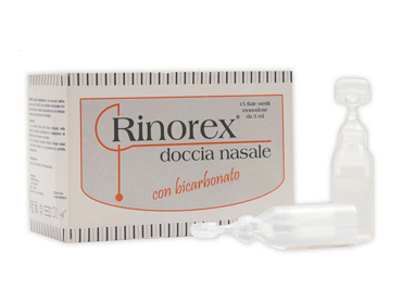 FIALA PER DOCCIA NASALE RINOREX BICARBONATO 5 ML 15 PEZZI - Farmacia-flash.it