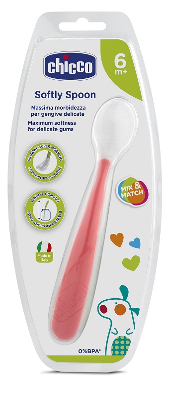 CHICCO CUCCHIAIO MORBIDO SILICONE 6M+ ROSSO UP - Farmacia-flash.it