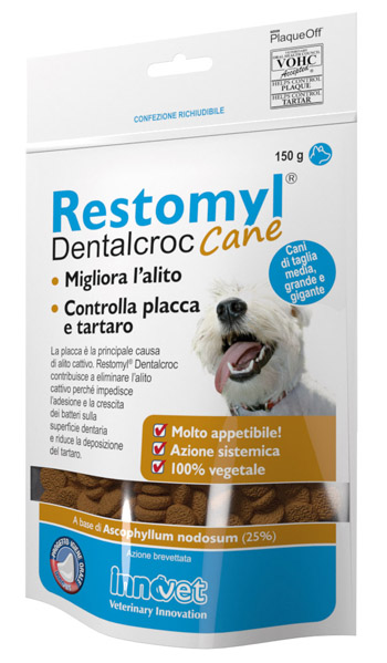 RESTOMYL DENTALCROC CANI TAGLIA MEDIA GRANDE E GIGANTE BUSTA 150 G - Farmacia-flash.it