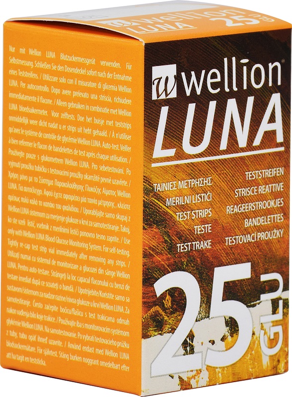 WELLION LUNA 25 STRIPS STRISCE PER MISURAZIONE GLICEMIA - Farmacia-flash.it