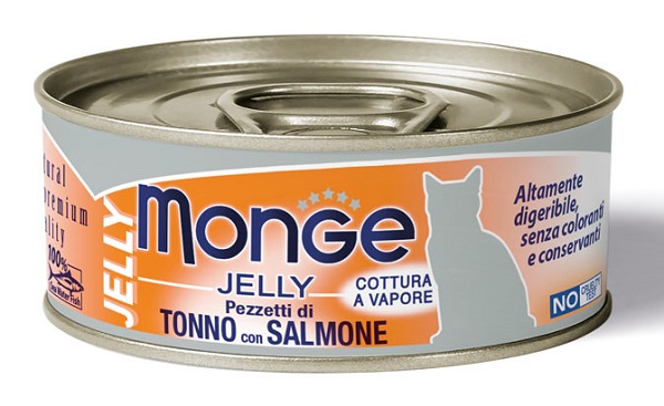 MONGE NATURAL QUALITY GATTO MONGE JELLY PEZZETTI DI TONNO BONITO/SALMONE 80 G - Farmacia-flash.it