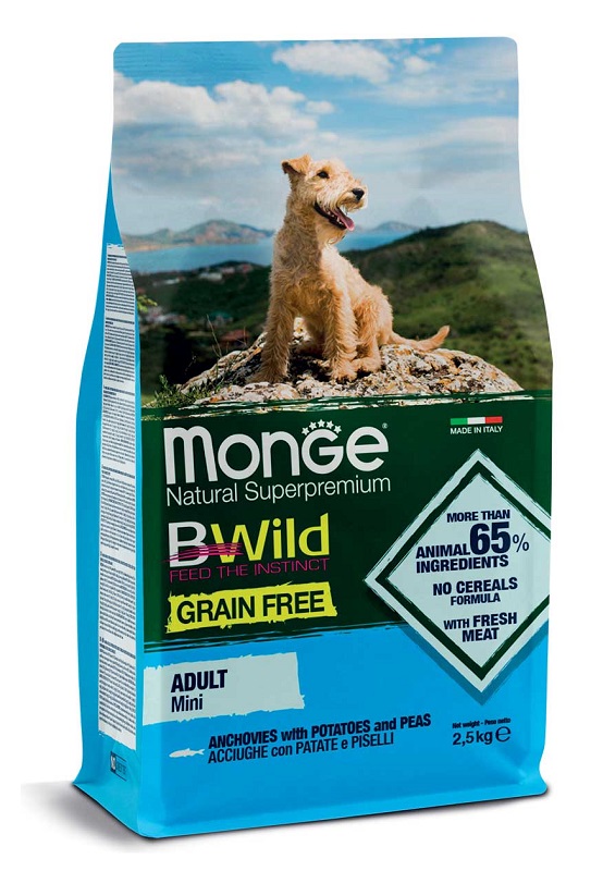 MONGE GRAIN FREE NATURAL SUPERPREMIUM SECCO CANE MINI ACCIUGHE PATATE PISELLI (DAL 15/12) 2,5 KG - Farmacia-flash.it