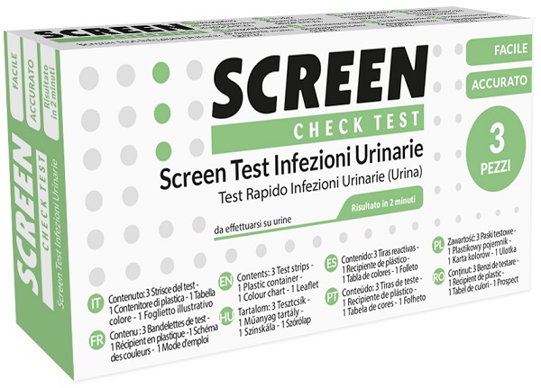 TEST PER L'INDIVIDUAZIONE RAPIDA DI LEUCOCITI SANGUE NITRITO E PROTEINA NELL'URINA SCREEN CHECK TEST INFEZIONI VIE URINARIE 3 PEZZI - Farmacia-flash.it