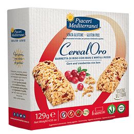 PIACERI MEDITERRANEI CEREALORO BARRETTA DI RISO CON MAIS E MIRTILLI ROSSI 6 PEZZI DA 21,5 G - Farmacia-flash.it