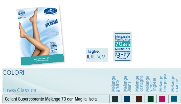 SAUBER COLLANT 70 DENARI SUPER COPRENTE MAGLIA LISCIA MELANGE MARINE 3 LINEA CLASSICA - Farmacia-flash.it