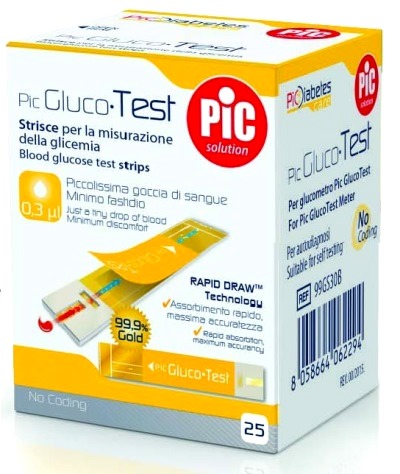 STRISCE MISURAZIONE GLICEMIA PIC GLUCOTEST 25 PEZZI - Farmacia-flash.it