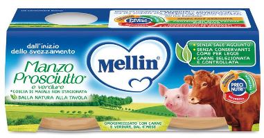 MELLIN OMOGENEIZZATO MANZO PROSCIUTTO CON VERDURE 2 PEZZI X 120 G - Farmacia-flash.it