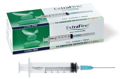 SIRINGA EXTRAFINE 5 ML GAUGE 23 0,60X30MM 10 PEZZI - Farmacia-flash.it