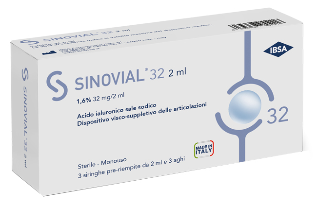 SIRINGA INTRA-ARTICOLARE SINOVIAL 32 ACIDO IALURONICO 1,6% 32 MG/2 ML 1 FS + AGO GAUGE 21 3 PEZZI - Farmacia-flash.it