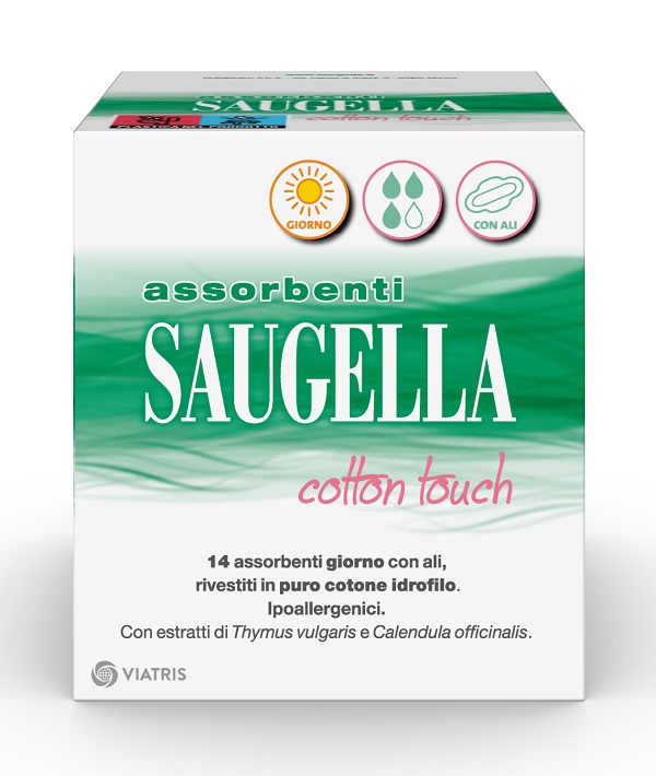 SAUGELLA COTTON TOUCH ASSORBENTI GIORNO CON ALI 14 PEZZI - Farmacia-flash.it