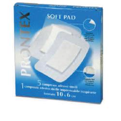 GARZA COMPRESSA PRONTEX SOFT PAD 10X6 CM 6 PEZZI (5 TNT + 1 IMPERMEABILE AQUA PAD) - Farmacia-flash.it