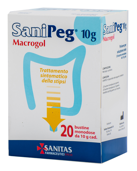 SANIPEG MACROGOL POLVERE PER SOLUZIONE ORALE 20 BUSTE DA 10 G - Farmacia-flash.it