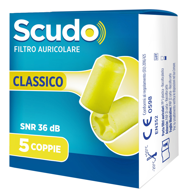 FILTRO AURICOLARE EARPLUG SCUDO CLASSIC 5 COPPIE 10 PEZZI - Farmacia-flash.it