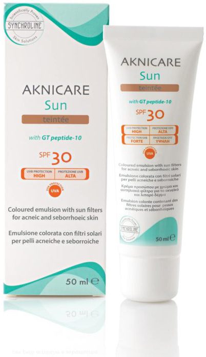 CREMA COLORATA PROTETTIVA SOLARE PER PELLE ACNEICA AKNICARE SUN TEINTEE' DORE' TUBETTO 50 ML - Farmacia-flash.it