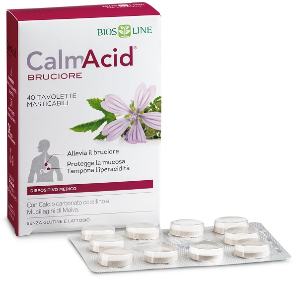 BIOSLINE CALMACID BRUCIORE 40 TAVOLETTE MASTICABILI - Farmacia-flash.it