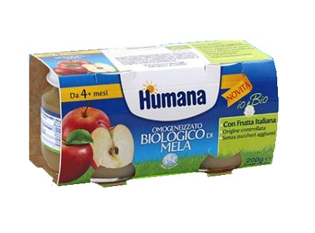 HUMANA OMOGENEIZZATO MELA BIO 2 VASETTI 100G - Farmacia-flash.it
