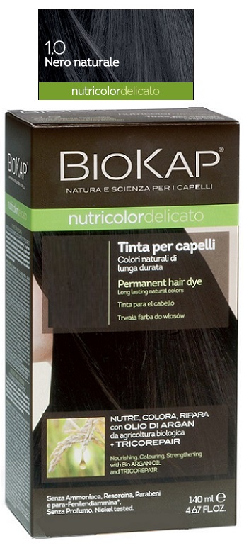 BIOKAP NUTRICOLOR DELICATO 1,0 NERO NATURALE TINTA TUBO + FLACONE - Farmacia-flash.it