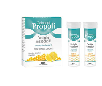 GOLASEPT PROPOLI 24 COMPRESSE MASTICABILI MIELE LIMONE - Farmacia-flash.it