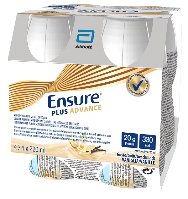 ENSURE PLUS ADVANCE VANIGLIA 4 BOTTIGLIE DA 220 ML - Farmacia-flash.it