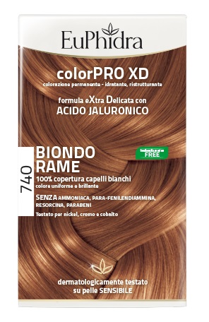 EUPHIDRA COLORPRO XD 740 BIONDO RAME GEL COLORANTE CAPELLI IN FLACONE + ATTIVANTE + BALSAMO + GUANTI - Farmacia-flash.it