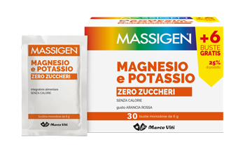 MASSIGEN MAGNESIO E POTASSIO ZERO ZUCCHERI 24 BUSTINE + 6 GRATIS - Farmacia-flash.it
