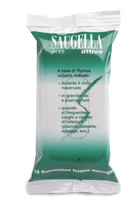 SAUGELLA ATTIVA SALVIETTINE 15 BUSTINE - Farmacia-flash.it